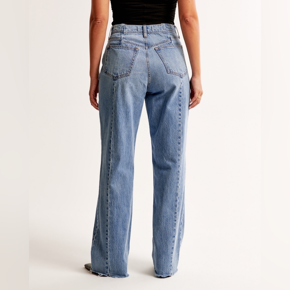Abercrombie Curve Love 26|2s - 90s Straight Ultra High Rise Jean Vertical Splice - Picture 2 of 13